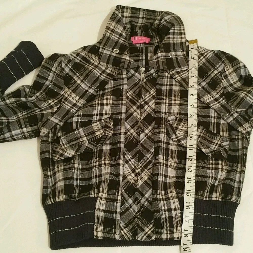 BCBG Max‎ Azria Girls Black Plaid Silver Sparkle